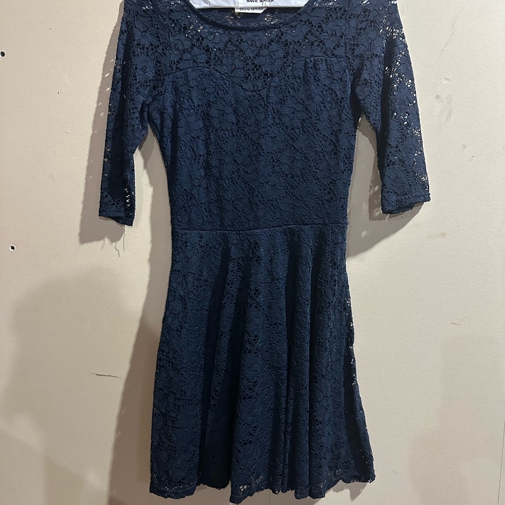 Elegant Navy Lace Dress